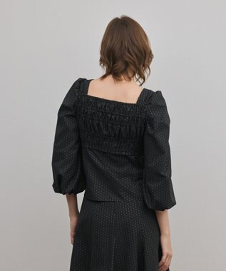 GRACE CONTINENTAL ラメドットタフタジャガードトップ ブラック