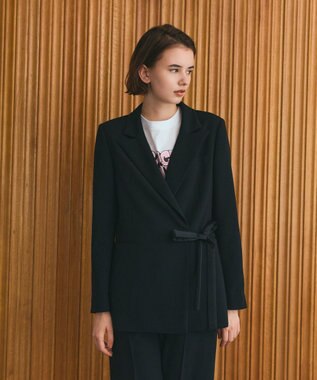 GRACE CONTINENTAL サテンボウ付テーラードジャケット ブラック