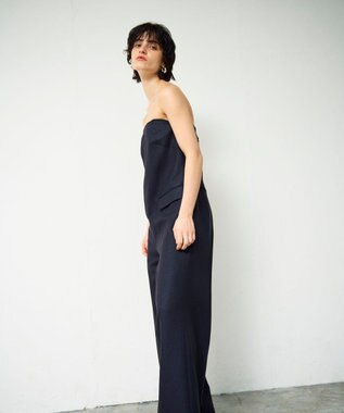 GRACE CONTINENTAL リネンタッチビスチェサロペ ネイビー