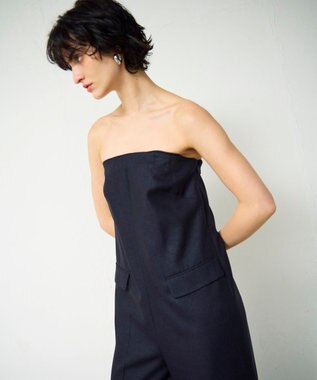 GRACE CONTINENTAL リネンタッチビスチェサロペ ネイビー