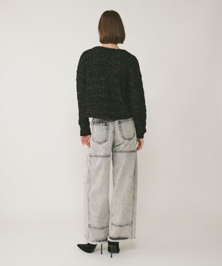 GRACE CONTINENTAL ツイードニットzipカーディガン ブラック