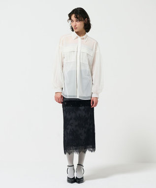 GRACE CONTINENTAL チュールレイヤードシャツ ホワイト