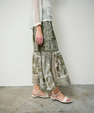 GRACE CONTINENTAL バンダナティアードスカート カーキ