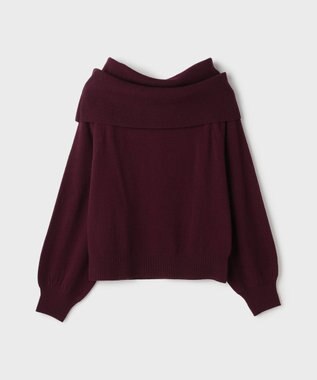 GRACE CONTINENTAL ウールオフショルニットトップ ボルドー