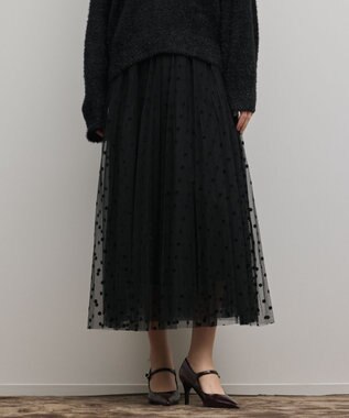 GRACE CONTINENTAL フロッキードットプリーツスカート