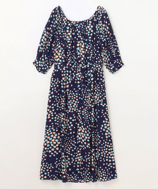 GRACE CONTINENTAL ランダムハートドレープワンピース ネイビー