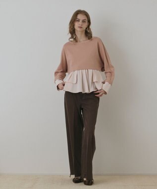 GRACE CONTINENTAL タックフリルヘムカットトップ ピンク