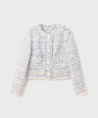 GRACE CONTINENTAL フリンジツイードジャケット ブルー