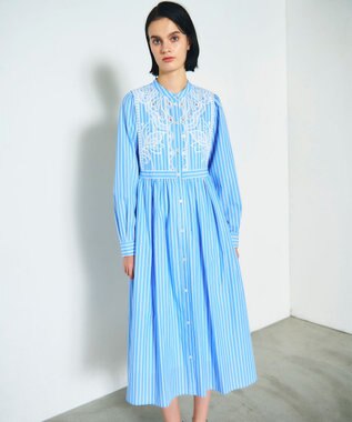 GRACE CONTINENTAL 刺繍シャツワンピース ブルー