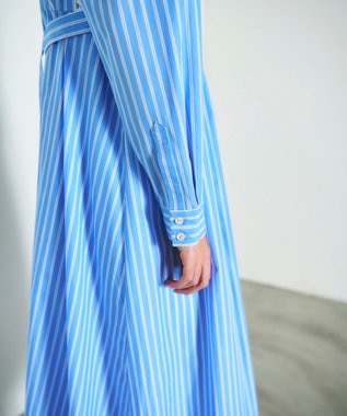 GRACE CONTINENTAL 刺繍シャツワンピース ブルー