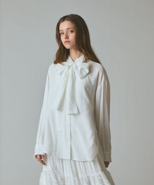 GRACE CONTINENTAL ボウタイシアーシャツ キナリ