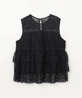 GRACE CONTINENTAL レースギャザートップ ブラック