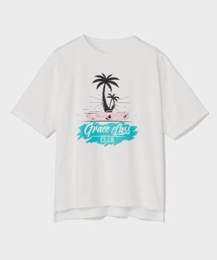 GRACE CONTINENTAL リゾートプリントTシャツ ホワイト