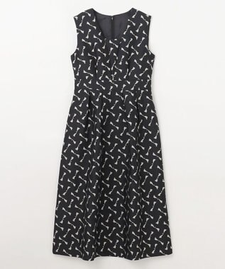 GRACE CONTINENTAL リボンジャガードワンピース ブラック