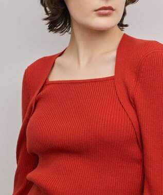 GRACE CONTINENTAL スクエアリブニットトップ レッド