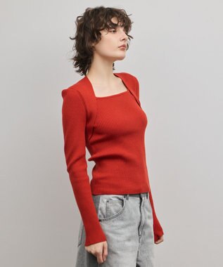GRACE CONTINENTAL スクエアリブニットトップ レッド