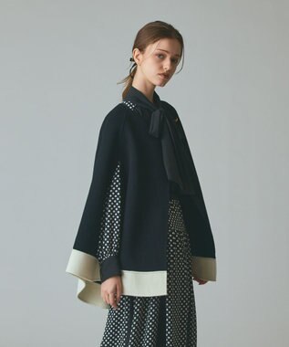 GRACE CONTINENTAL ストール付リバーケープ ブラック