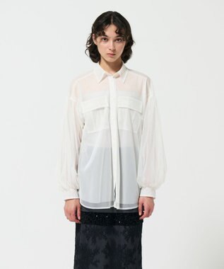 GRACE CONTINENTAL チュールレイヤードシャツ ホワイト