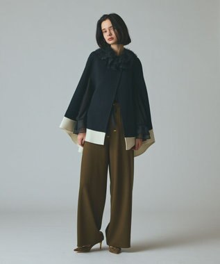 GRACE CONTINENTAL ストール付リバーケープ ブラック