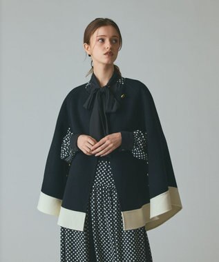 GRACE CONTINENTAL ストール付リバーケープ ブラック