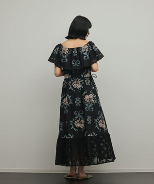 GRACE CONTINENTAL レースコンビクロスステッチワンピース ブラック
