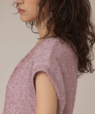 GRACE CONTINENTAL ショートフェザーニットトップ ピンク