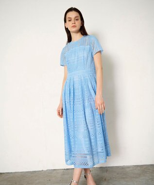 GRACE CONTINENTAL メッシュレースワンピース ブルー