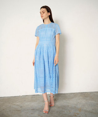 GRACE CONTINENTAL メッシュレースワンピース ブルー