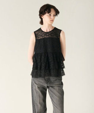 GRACE CONTINENTAL レースギャザートップ ブラック