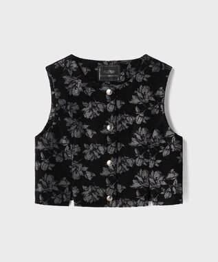 GRACE CONTINENTAL ラメフラワージャガードベスト ブラック