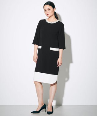 GRACE CONTINENTAL バイカラービジューワンピース ブラック