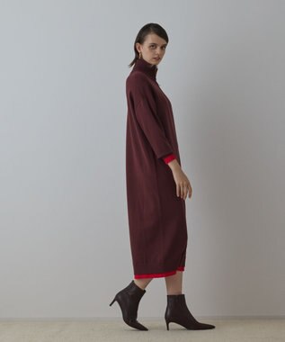 GRACE CONTINENTAL バイカラーストレートニットワンピース ブラウン