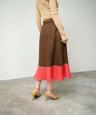 GRACE CONTINENTAL バイカラージップスカート ブラウン