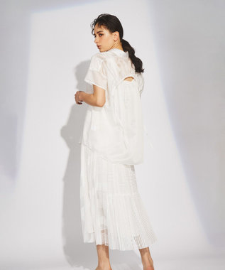 GRACE CONTINENTAL ストライプチュールスカート ホワイト