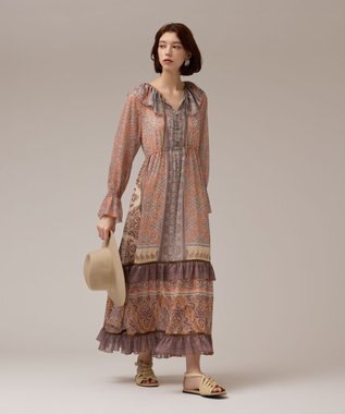 GRACE CONTINENTAL ペイズリープリントドレス オレンジ