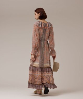 GRACE CONTINENTAL ペイズリープリントドレス オレンジ