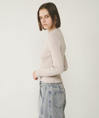 GRACE CONTINENTAL リブニットzipトップ ベージュ