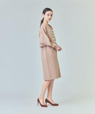 GRACE CONTINENTAL パールショートカーディガン キャメル