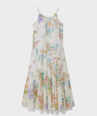 GRACE CONTINENTAL ボタニカルティアードドレス キナリ