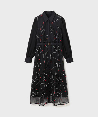 GRACE CONTINENTAL ハートアロー刺繍ワンピース ブラック