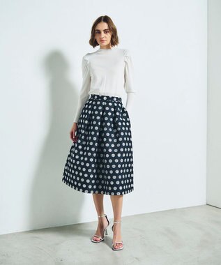 GRACE CONTINENTAL タックスリーブニットトップ ホワイト