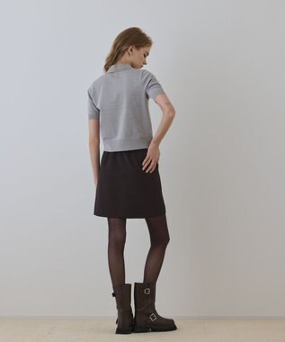 GRACE CONTINENTAL バイカラーポロニットトップ グレー