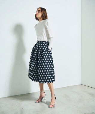 GRACE CONTINENTAL タックスリーブニットトップ ホワイト