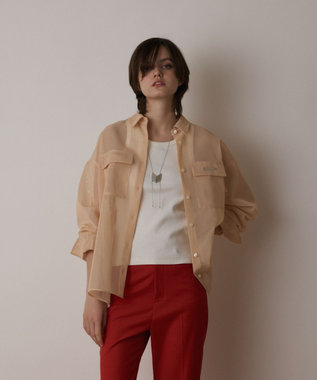 GRACE CONTINENTAL メッシュオーバーシャツ ピンク