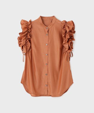 GRACE CONTINENTAL マルチフリルノースリーブブラウス ブラウン