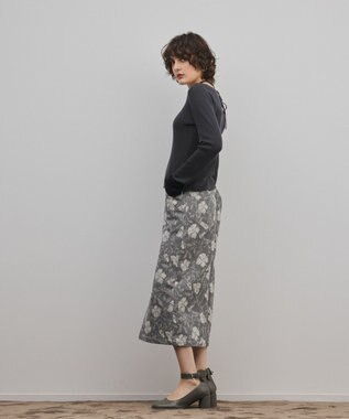 GRACE CONTINENTAL バイカラーリブニットトップ チャコール