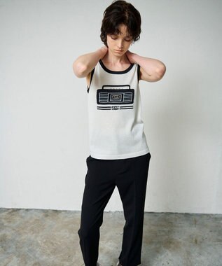 GRACE CONTINENTAL ラメニットノースリーブ ホワイト