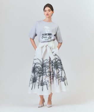GRACE CONTINENTAL プラージュプリントタックスカート ホワイト