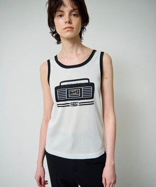 GRACE CONTINENTAL ラメニットノースリーブ ホワイト