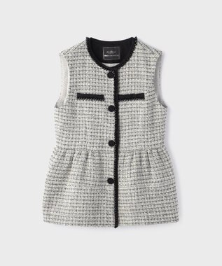 GRACE CONTINENTAL ツイードペプラムベスト ホワイト